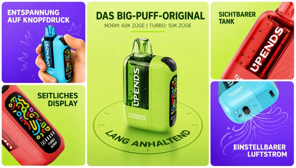 UP15 Überblick: sichtbarer Tank, seitliches Display, einstellbarer Luftstrom, 60.000 Züge im Norm-Modus