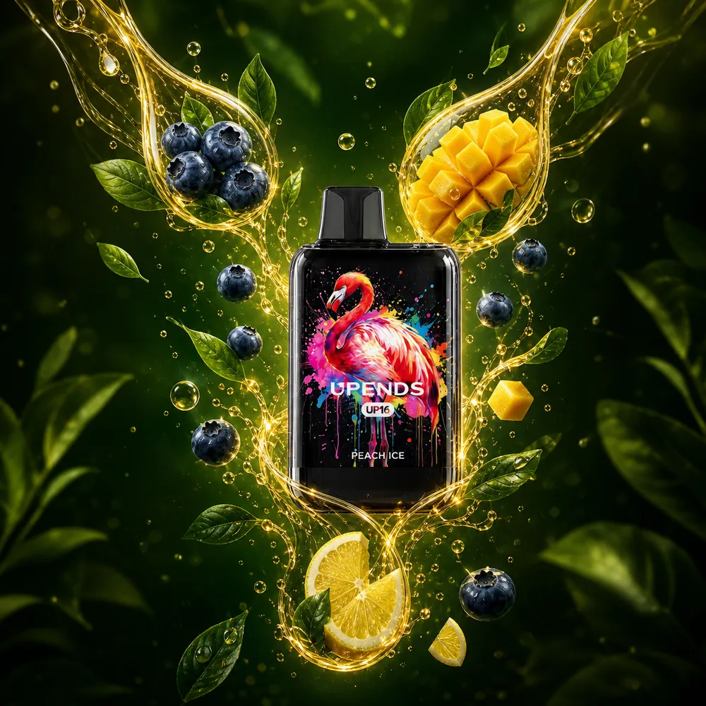 UP16 Flamingo Edition mit Blaubeeren, Mango, Zitrone und goldenen Extrakttropfen