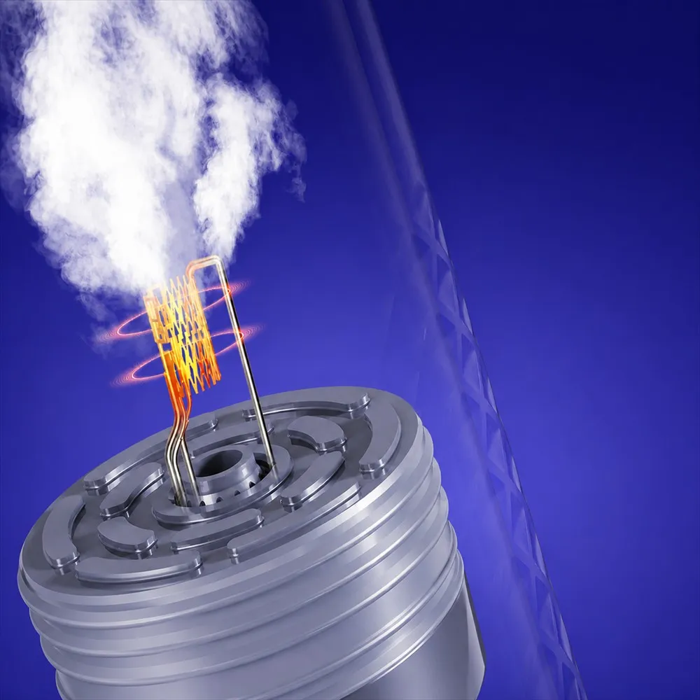 Leuchtende UP8 Quad-Mesh-Coil mit dichter Dampfwolke
