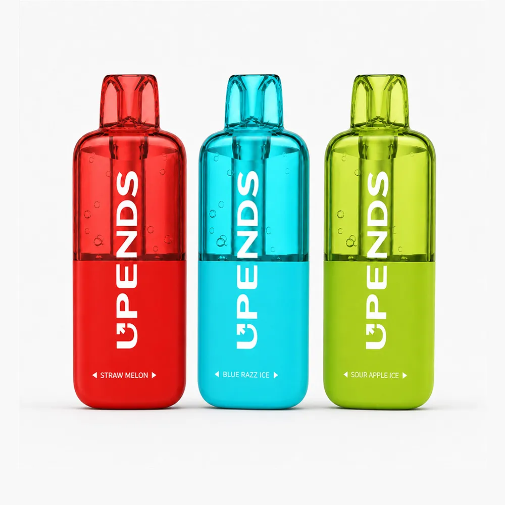 Drei UPENDS Einweg-Vapes: Straw Melon, Blue Razz Ice und Sour Apple Ice