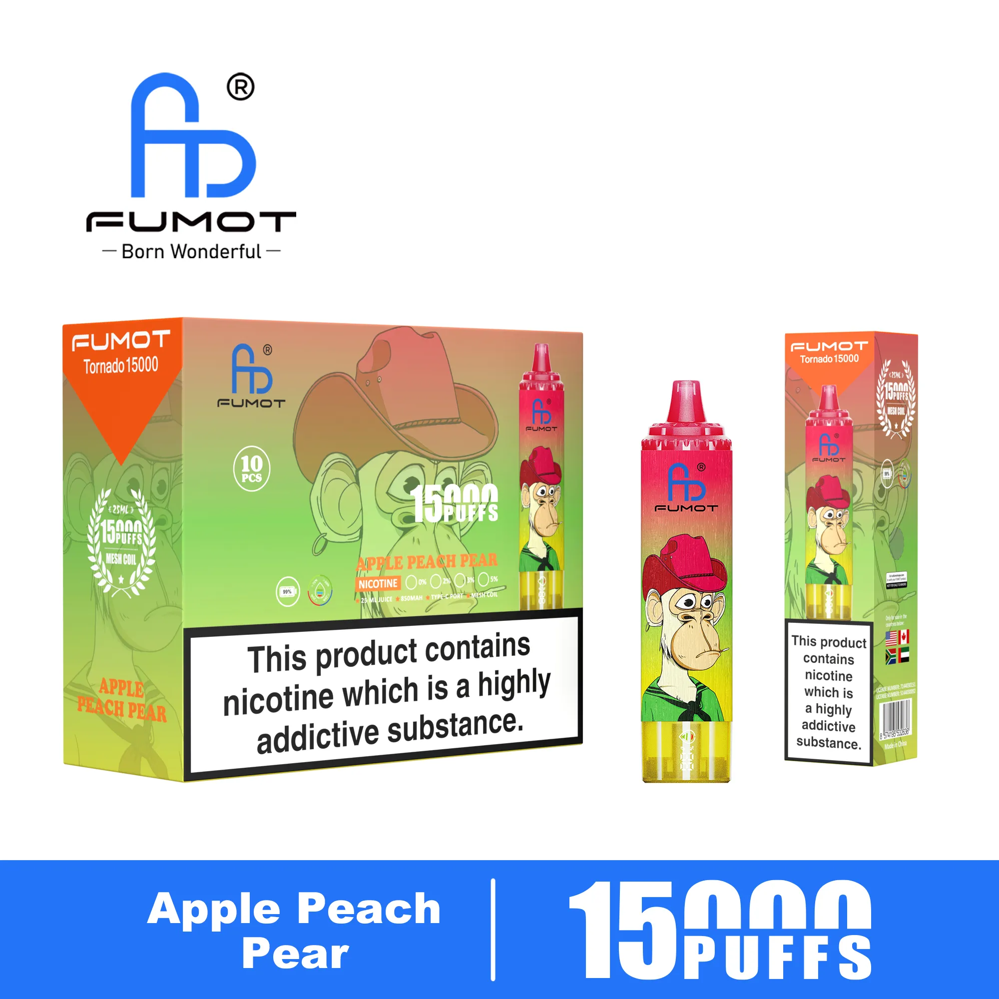 Fumot Tornado 15000 Apple Peach Pear