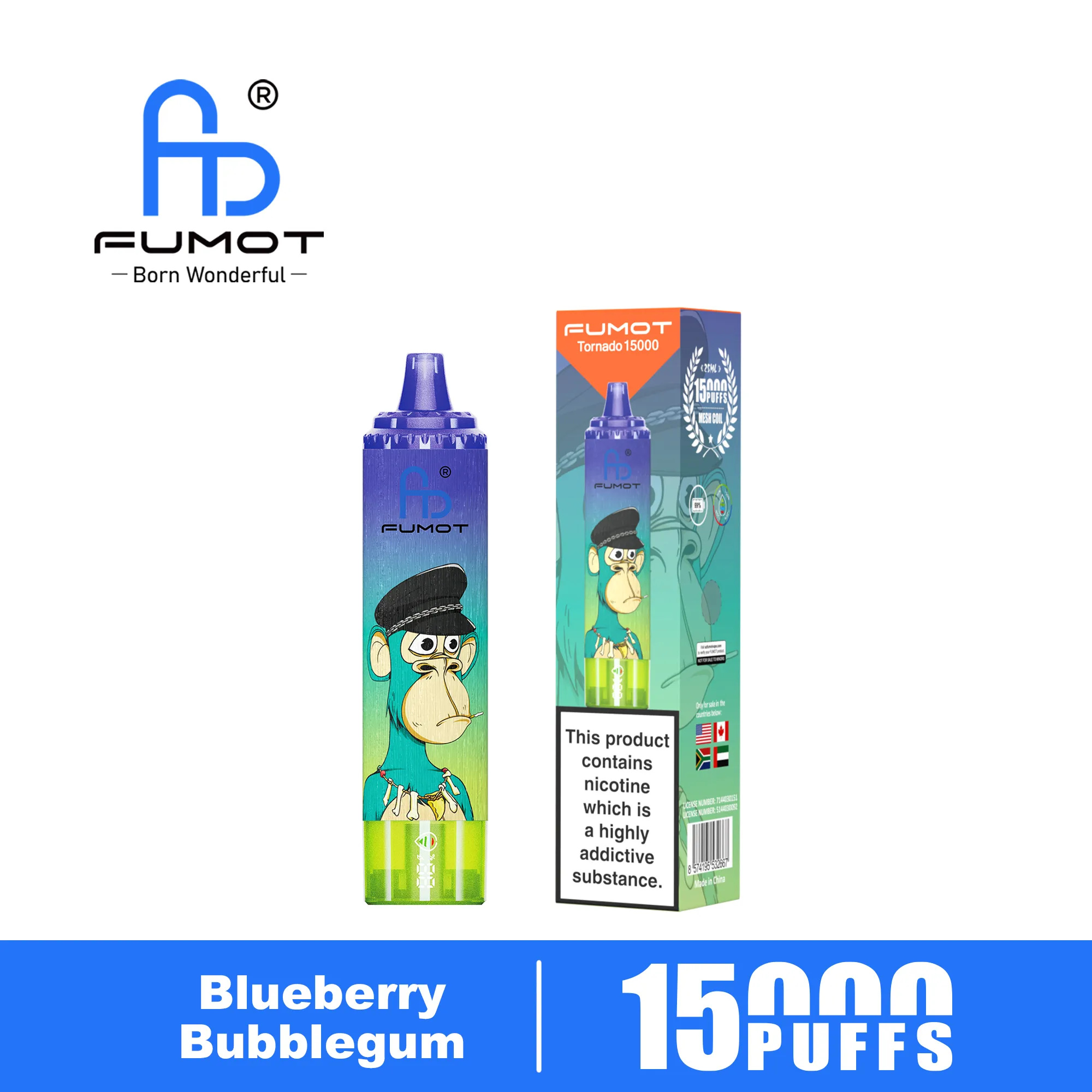 Fumot Tornado 15000 Blueberry Bubblegum