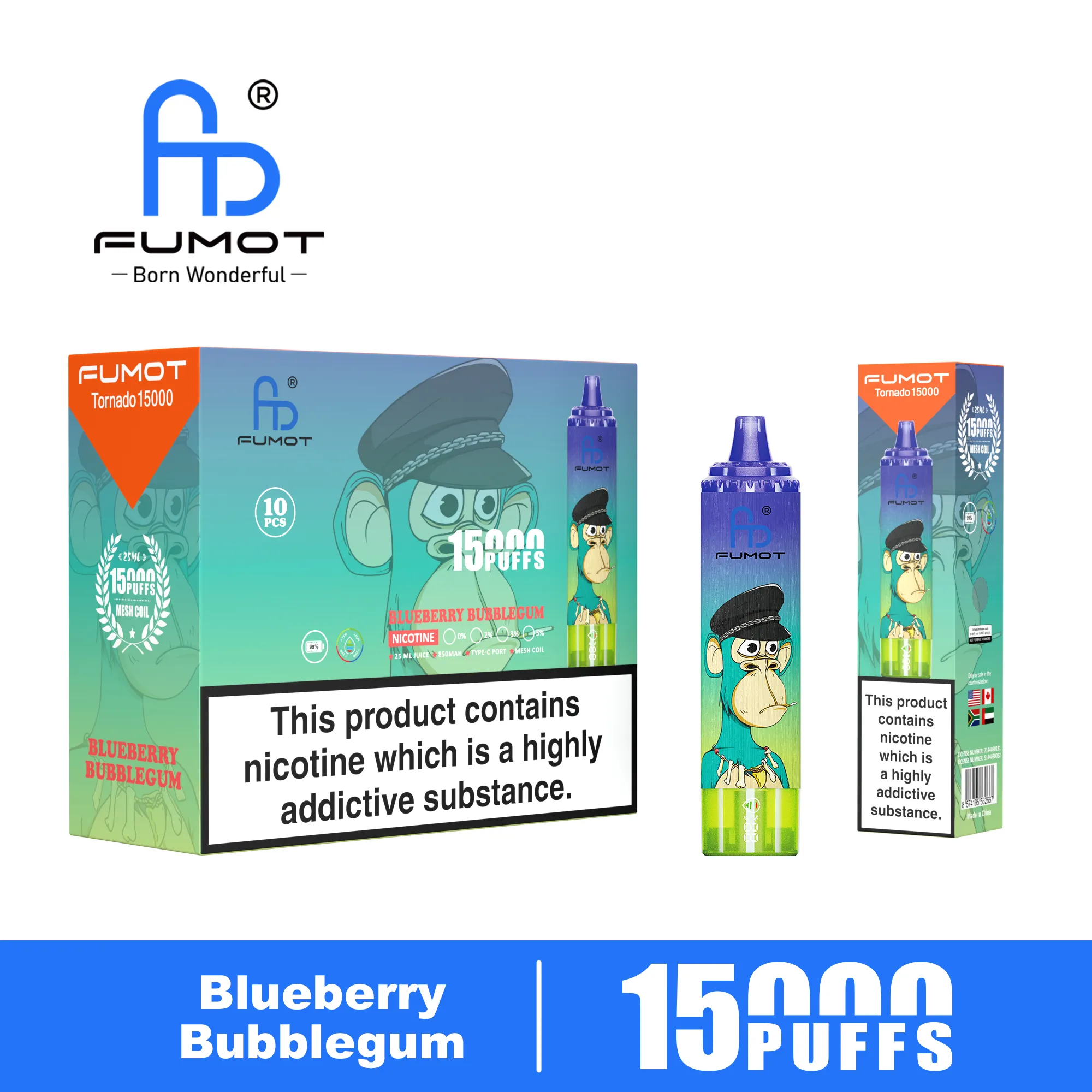Fumot Tornado 15000 Blueberry Bubblegum