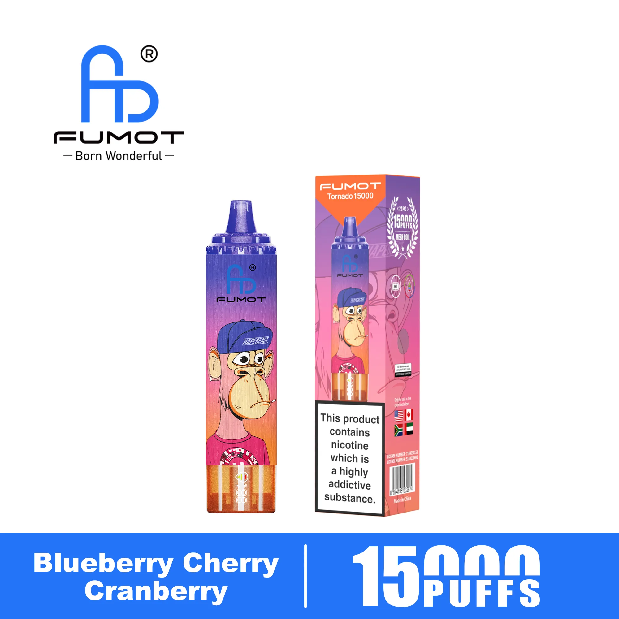 Fumot Tornado 15000 Blueberry Cherry Cranberry