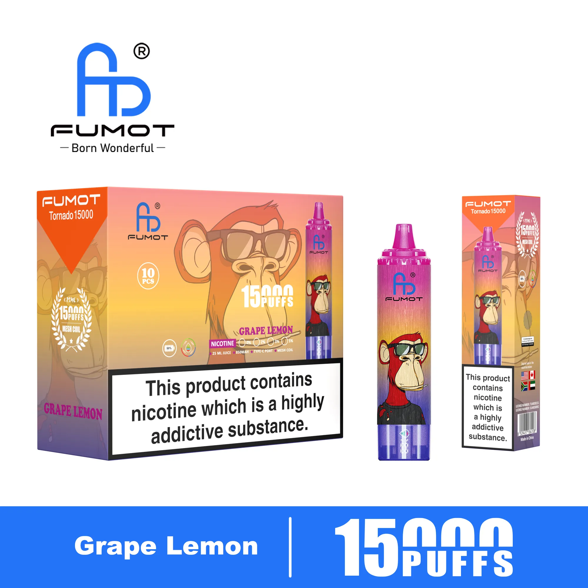 Fumot Tornado 15000 Grape Lemon