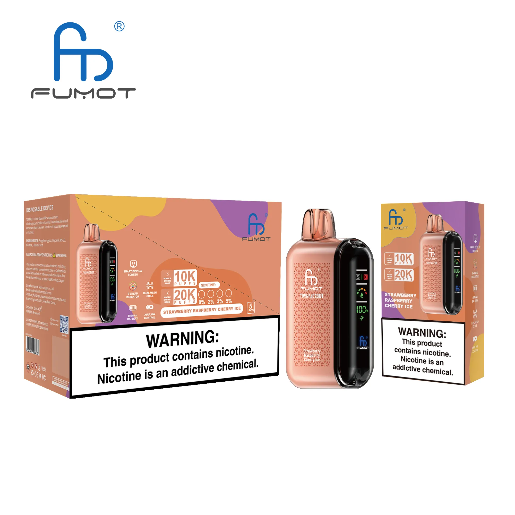 Fumot Tornado 20000 Strawberry Raspberry Cherry Ice