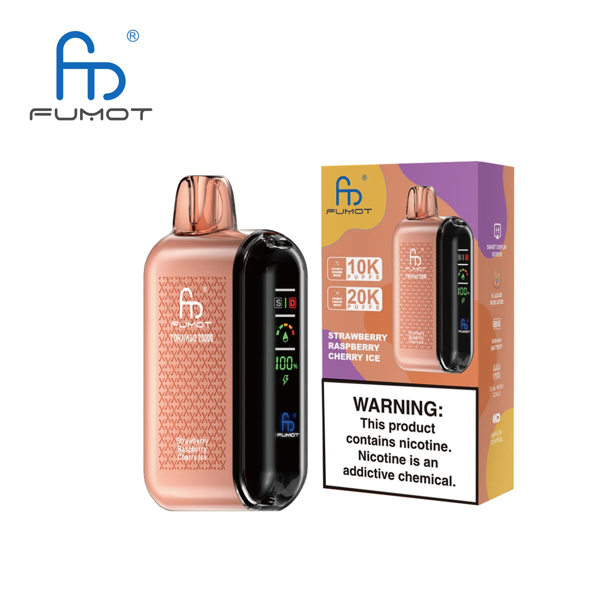 Fumot Tornado 20000 Strawberry Raspberry Cherry Ice